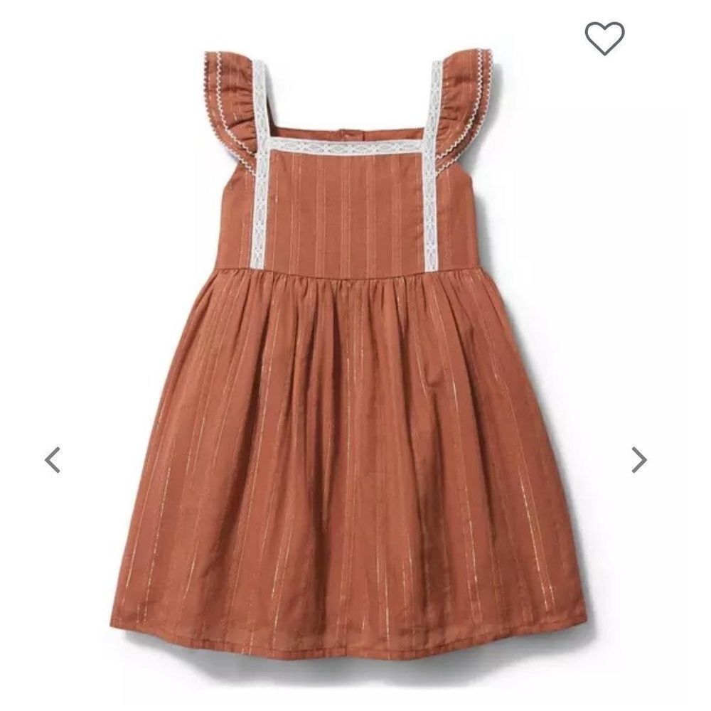 Janie and Jack copper with gold embellishments Crochet Trim Dress size 18-24 mo